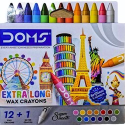 DOMS Extra Long Wax Crayons 12 shades +1 Silver Crayon